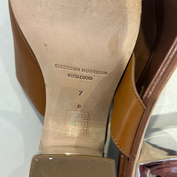 Sigerson Morrison Marcel Leather Silver Mirrored Metallic Block Heeled Sandal - Picture 8 of 15